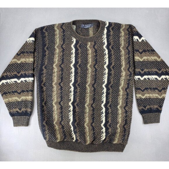 Vintage Protege Sweater Mens Large Brown Acrylic Crewneck Grandpa 80s 90s USA - Picture 1 of 6